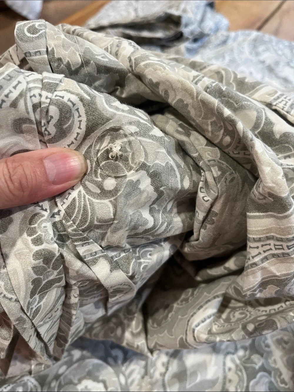 Set/3 POTTERY BARN *Full/Queen* Grey Charcoal Printed Duvet Cover & Pillowcases